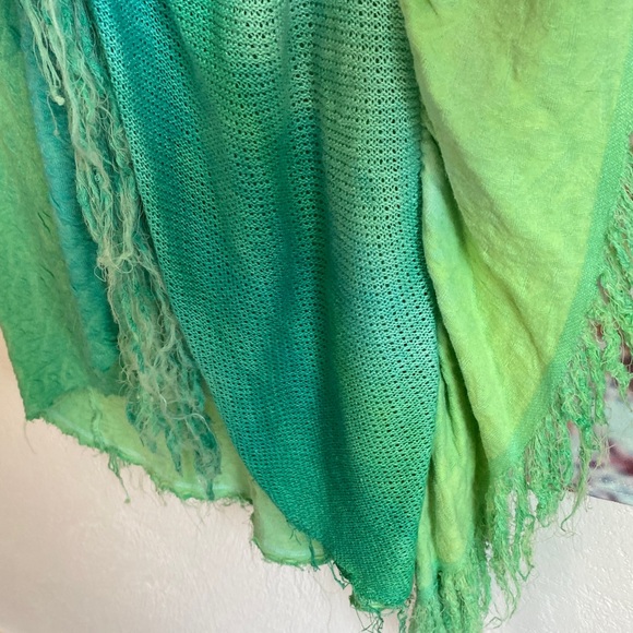 Free People green/Teal sleeveless hi low Fringe Tunic like new - Picture 7 of 15